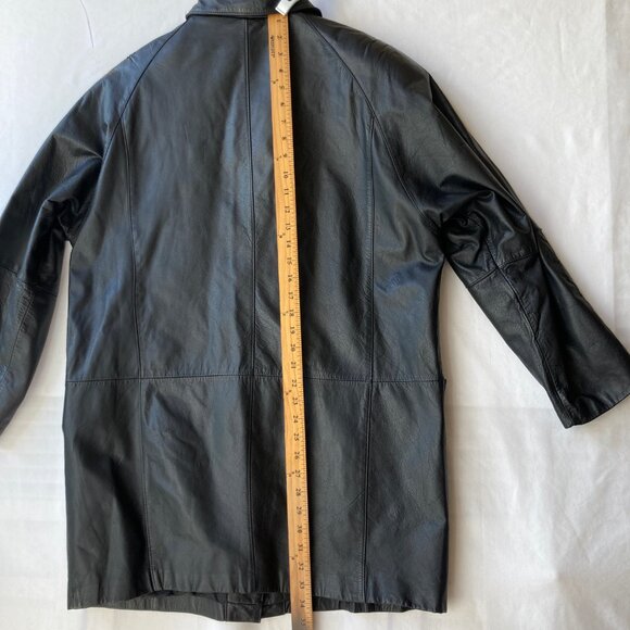 Vintage Womens Black Genuine Leather Jacket Coat Size Medium M 90s Made in Korea - Picture 9 of 16
